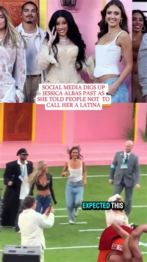 Jessica Alba's past has been dug up and fans can't stop talking about it, mostly because in the 2000s Jessica told the press that she didn't really identify as Latina. She even told them she was less Latina than Cameron Diaz. Just yesterday, she was a background model for Bad Bunny's halftime show #jessicaalba #jessicaalbaedit #badbunnyfans #halftimeshow