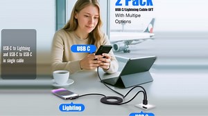 2 in 1 USB C to Lightning/USB C Cable,[2Pcs/6FT] 60W USB C Multi Fast Charging Cable with Type C/Apple Lightning Port iPhone Charger Cord for iPhone 16 15 Pro Max Plus 14 13 12 11/iPad/Samsung S25 S24