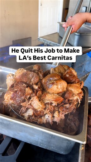 A former electrician, Gustavo Chavez quit his job after his uncle passed down the Michoacán art of making carnitas! 🔥🍖 At first a backyard operation, word of mouth quickly spread, leading to a brick and morter in Ingewood, CA. 📍 With a second store in the works, Carnitas El Artista is regarded as a master of carnitas in Los Angeles and they're only getting started. 💯 | Foodbeast