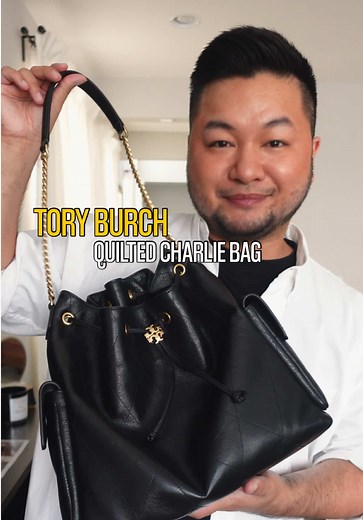Tory Burch Charlie Quilted Leather Drawstring Bag Review