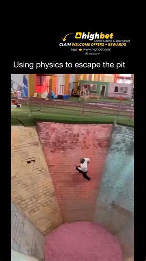 Wholesome | Motivation | Entertainment | News on Instagram: "The clip shows a runner inside a bright, octagon-shaped skate bowl using fast circular motion to build centripetal force, letting them run up the steep walls and climb out of a pit roughly a meter deep without any assistance 🌀 The stunt follows the same physics as the classic “wall of death” carnival ride. As the runner moves in a circle, the wall pushes inward with a normal force that supplies the required centripetal acceleration (m