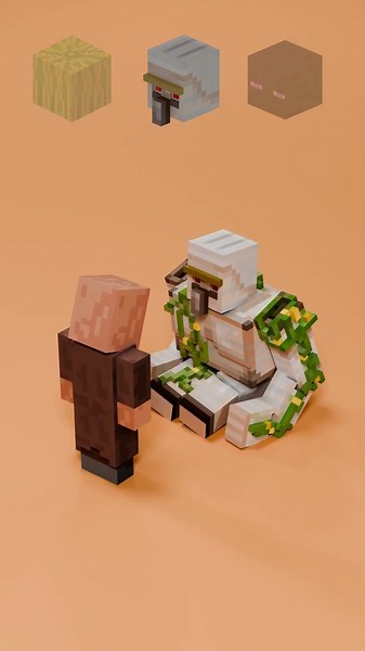Minecraft Hero Iron Golem Saves Villager 3D Satisfying Animation