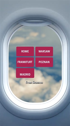 7.3K views · 67 reactions | In 2025, we announced six new routes, and in 2026, four of these routes will be set to soar! ✈️ We took to the terminal to challenge our passenger’s knowledge on our newest routes to Poznań, Rome, Warsaw and Frankfurt #shannonairport #makingiteasy | Shannon Airport | Facebook