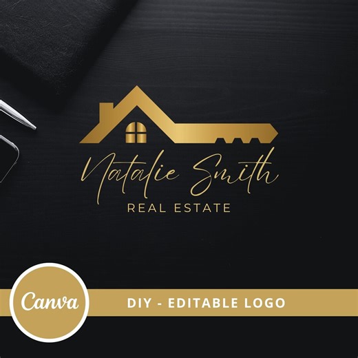 Luxury Real Estate Logo, Realtor Key Canva Template (digital Download) - Etsy