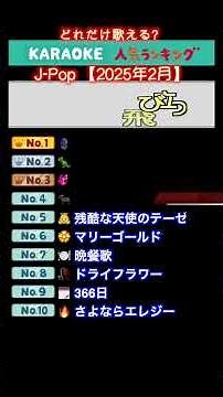 【カラオケ】人気曲をどれだけ歌える？【2025年2月の総合ランキングTOP10】 #カラオケ #ランキング #メドレー