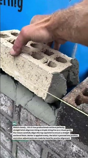 Perfect Brick Capping Alignment Using String Line #Masonry #Brickwork #Construction