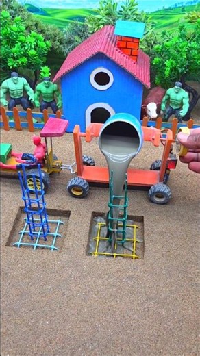 😱 Amazing Mini Tractor Making Cement Pillar | DIY Real Working Construction Machine 🚜 #shorts