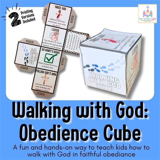 Walking With God Obedience Cube Craft Printable | I Obey God Bible Craft for Kids | Sunday School Activity | Kids Church Lesson - Etsy