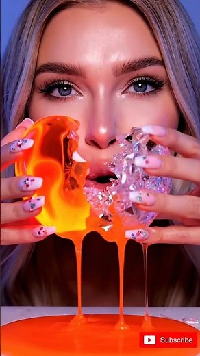 Lava Glass Apple Eating ASMR | Fiery Jelly & Candy Apple Sounds 🌋🍎 #relaxingasmr #mukbang