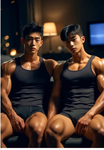Korean boyfriends have a comfortable and romantic date night in watching bl kdrama #gay #mlm #gym #fantasy #kissing bodybuilding bodybuilder muscle hunk jock boyfriends male models underwear Korean Korea Asia Asian kdrama bl bldrama