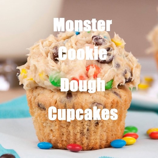 These MONSTER COOKIE DOUGH CUPCAKES are the most popular recipe on my blog for a reason! Come see why! PRINTABLE RECIPE HERE: http://wishesndishes.com/monster-cookie-dough-cupcakes/ | Wishes and Dishes