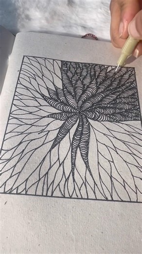 Final Zentangle Pattern Drawing 🖤 | Day 30 Black & White Art Therapy #shorts