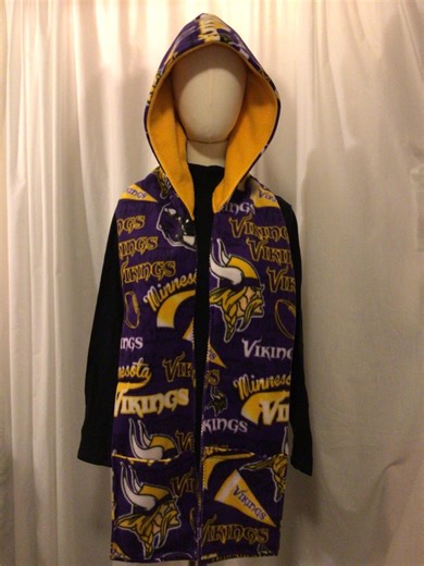 Minnesota Vikings Hooded Fleece Hidden Pocket Scarf Gold Lining - Etsy