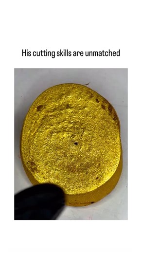 👁️ | - The post showcases a 11-second video of a gloved hand precisely cutting a gold-leafed cake into a red-lined grid pattern, captioned “His... | Instagram