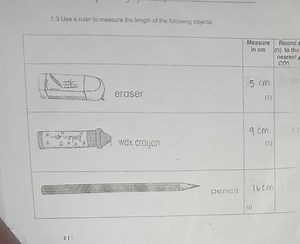 1.3 Use a ruler to measure the length of the following objects.... | Filo