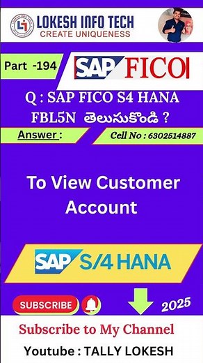 SAP FICO S4 HANA (FBL5N) #sap #sapfico #sapclasses #sapkadapa #saplokesh #learnsap #saptraining