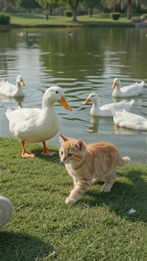 A Cute Cat and Ducks Story