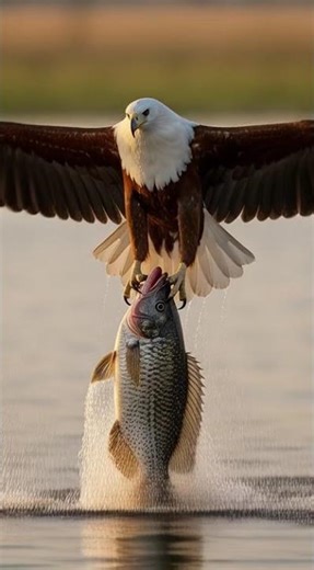 This Hawk Caught a Huge Fish in 3 Seconds ⚡🦅 | Insane Precision #ai #shorts