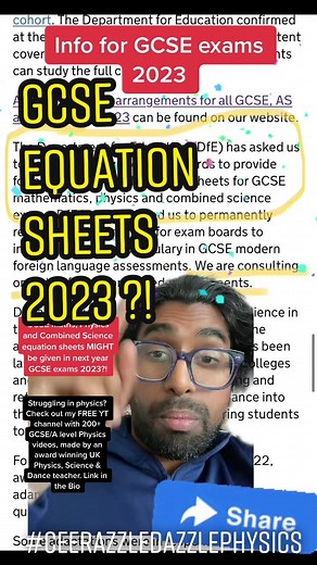 GCSE Equation Sheets Update 2023