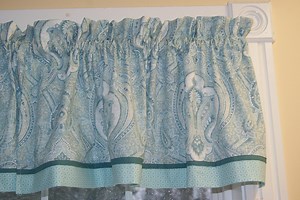 Teal Valance 17"x43" – Waverly Paisley Medallion Curtain – Geometric Window Topper – Custom Handmade Drapes Living Room Kitchens Custom Jobs - Etsy Australia