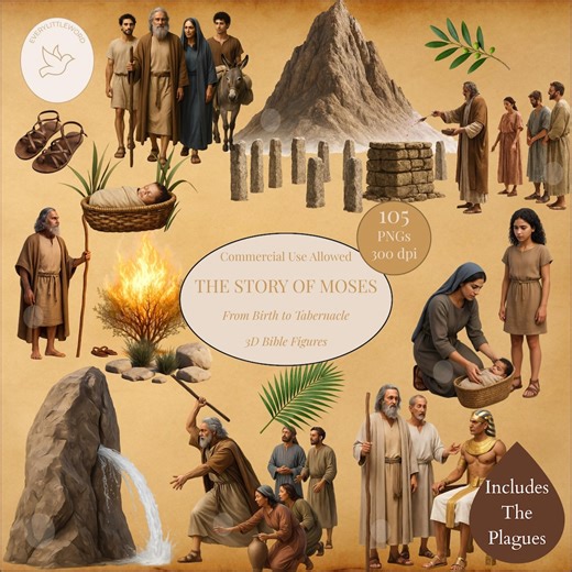 Moses Clipart – Birth to Tabernacle, Bible Story Clip Art, Old Testament Characters, Biblical People, Sunday School & Bible Study Resources - Etsy