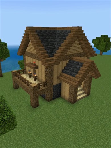 Cool Minecraft Starter House #minecraft #build #base #idea #fyp #viral #minecraftbuild #minecrafttutorialbuild #tutorial #tiktorial #farm #house #starter #oak #nether #underground