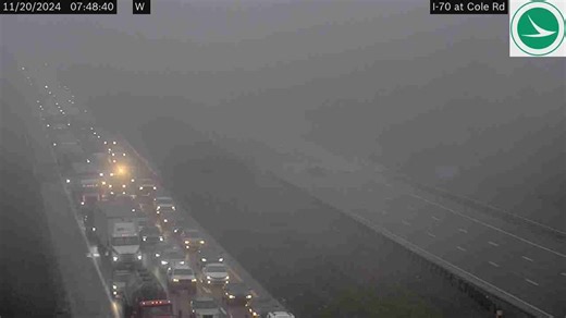Traffic eases after crash on I-70 west of Columbus during dense fog advisory