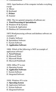 1005) Input hardware of the computer includes everything except... | Filo