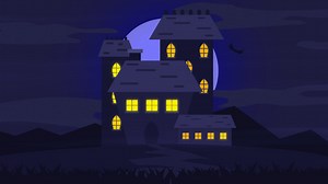 Free stock video - An animation of a flat halloween house illustration