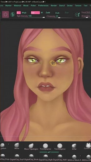 Colorful girl sculpting timelapse