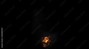 Tanker ship burning on transparent background front view 3d rendering with alpha channel of fire simulation (the background is transparent)