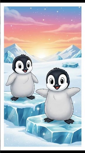 Cute Baby Penguins Playing on Ice ❄️🐧 | Adorable Penguin Animation Shorts