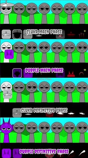 Sprunki Main Phases Vs Definitive Phases Of Clukr, Durple #incredibox #sprunkimod #roblox #shorts