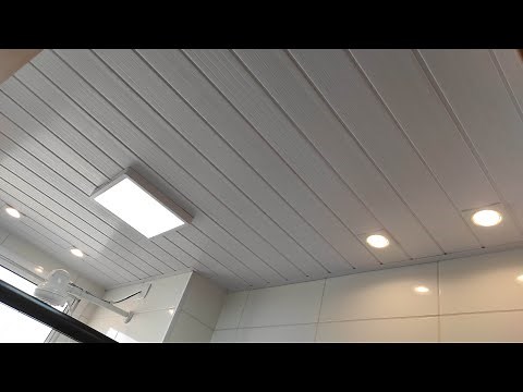 instalação de spots e placa de led em forro PVC