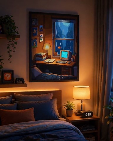 Rainy CRT Desk Pixel Art Print, Cozy Retro Computer Room Decor (digital Download) - Etsy