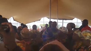 Hajia Samira and Mrs Rebecca Akufo-Addo dance with Greater Accra Queenmothers at Homowo celebration in Accra. | Nyarkotv