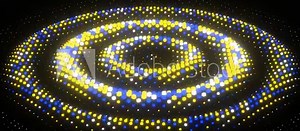 Audio waveform yellow blue speaker subwoofer. Abstract music waves oscillation. sound wave visualization. Synthetic music technology sample. Distorted frequencies. 4k waveform on black background