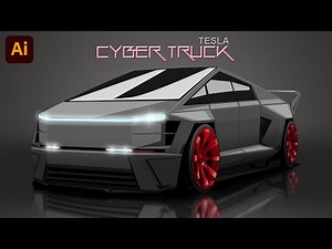 Tesla Cybertruck Illustration | Modified | Adobe Illustrator Tutorial | Speed Art