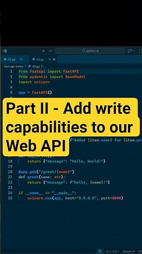 Part 2: Build a web API - read/write #python #fastapi #webapi #project #coding #pythonforbeginners