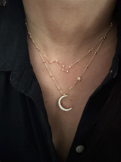 Gold Zodiac Sign Necklace: Moon, Star, Constellation Charm - Etsy