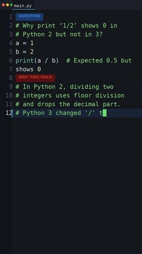 Senior Devs Get This Wrong: Why print 1/2 shows 0 in Python 2 but not in 3?