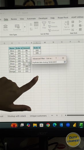 Advance Filter in Excel !! #datachampp #excel #vlookup