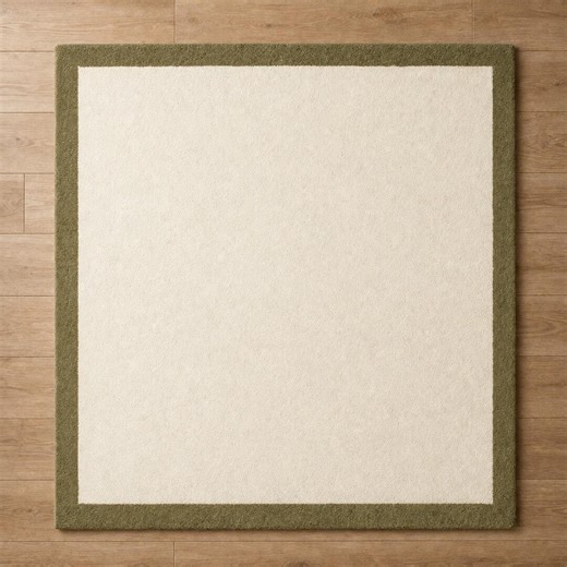 Hand Tufted Area Rug | Cream and Olive Border. - Etsy