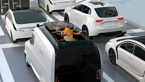 Delivery Van Stuck in Traffic Jam Stock Video - Video of logistics, control: 89078201