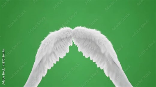 3D Angel Wings Flapping with Copy Space on Green Screen