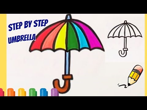 How to draw an umbrella-easy step by step video tutorial for beginners