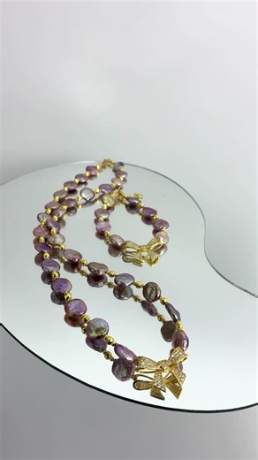 Bow tie button pearl set#pearltok #pearlism #pearl #jewelry #purplepearl