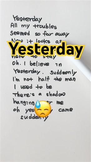 Yesterday 🥲The Beatles🌻I suddenly want to be good at English.#팝영어공부