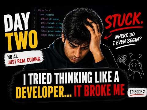 I Froze While Coding Without AI || DAY TWO