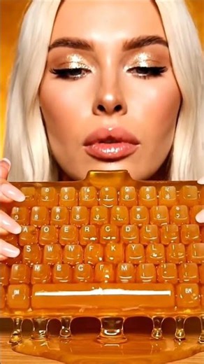 I finally ate my honey keyboard🍯⌨️ #shorts #aiasmr #honey #keyboard